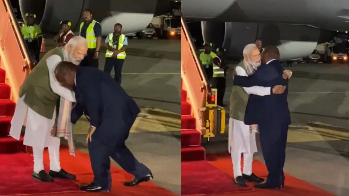 Papua New Guinea PM welcomes Modi by touching his feet