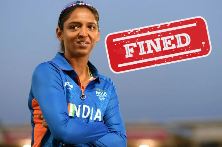 Harmanpreet Kaur was fined 75% of the match fee and received four demerit points