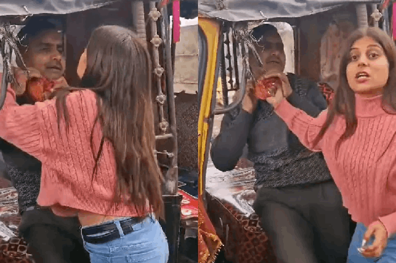 ನಡುರಸ್ತೆಯಲ್ಲೇ ಆಟೋ ಚಾಲಕನಿಗೆ ಹಿಗ್ಗಾಮುಗ್ಗ ಥಳಿತ; ಯುವತಿ ಕಾಲಿಗೆ ಬಿದ್ದ ಡ್ರೈವರ್, ವಿಡಿಯೋ ವೈರಲ್